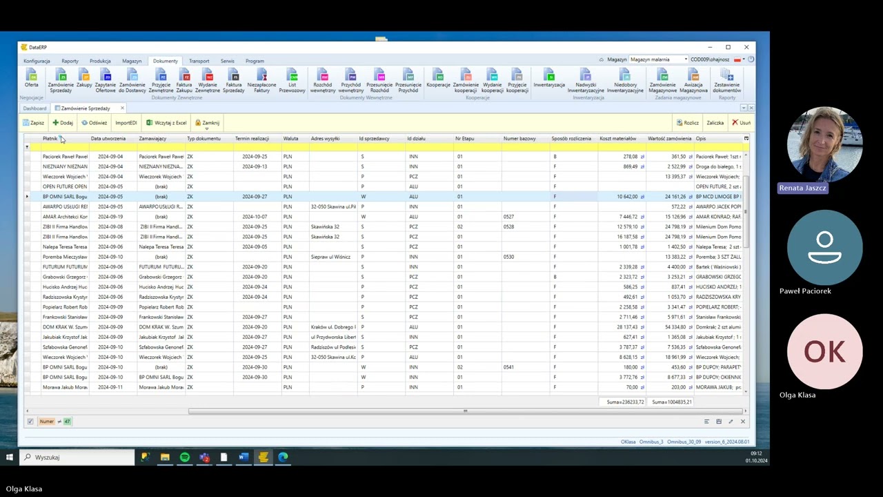 Szkolenie z systemu dataERP 01-10-2024