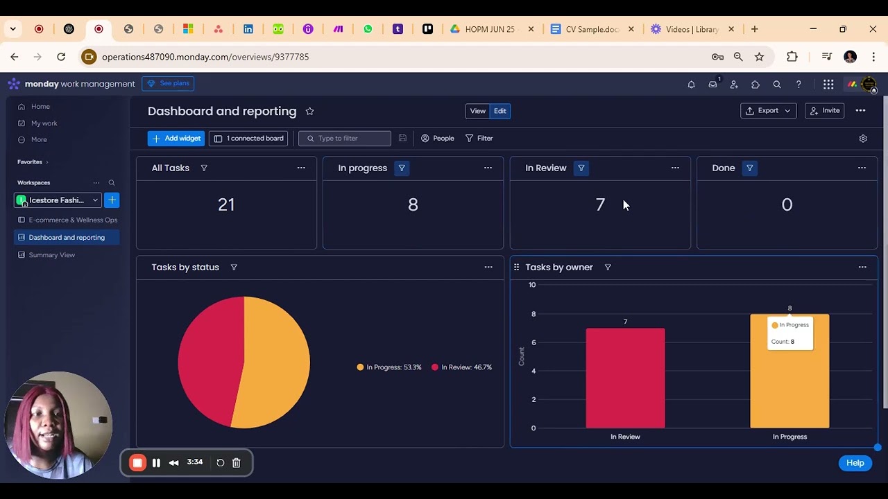 Monday.com Dashboards and Reporting, Automation set up.