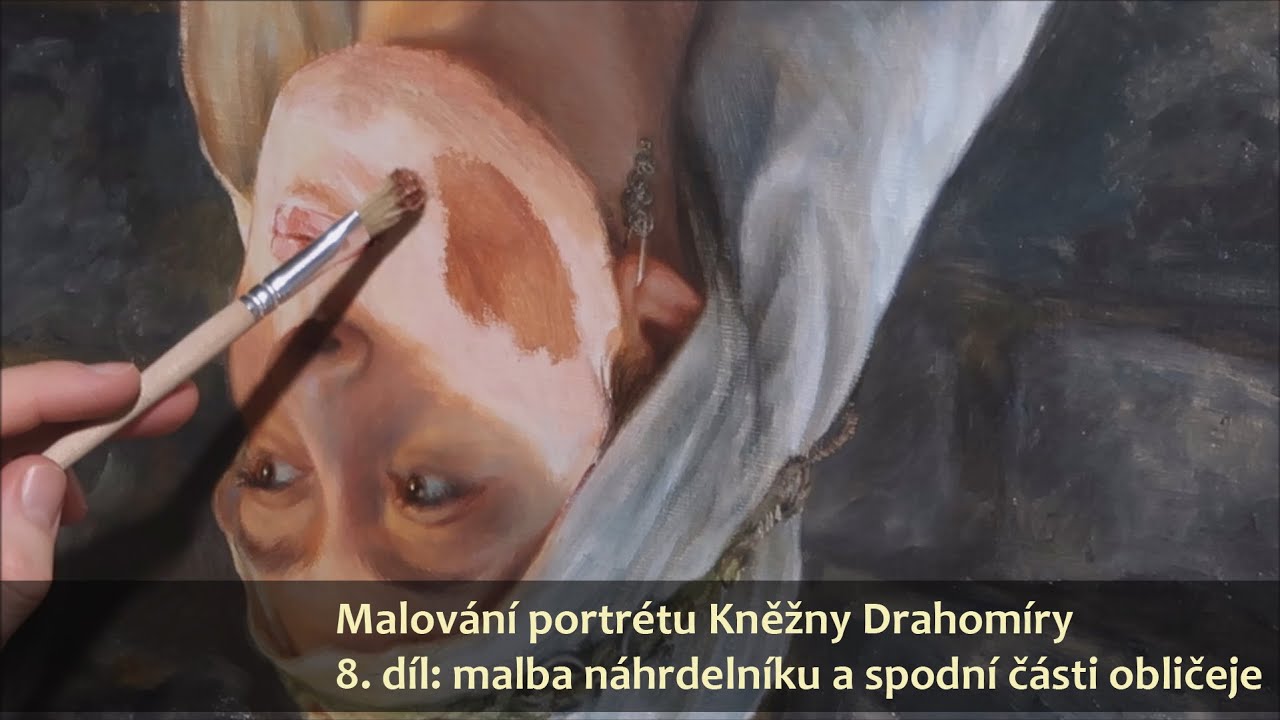Malování portrétu Kněžny Drahomíry 8. díl: malba náhrdelníku a spodní části obličeje