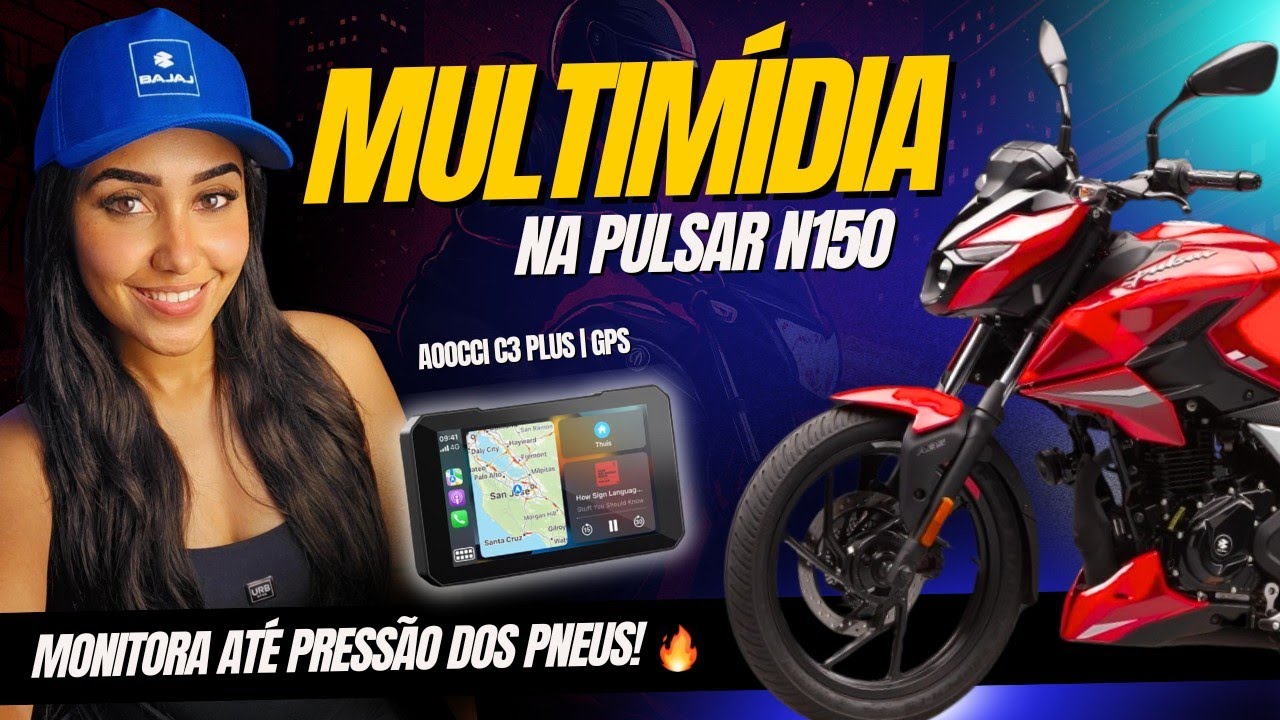 INSTALEI UM MULTIMÍDIA PARA MOTO NA PULSAR N150  - AOOCCI C3 PLUS CARPLAY GPS | VALE A PENA?