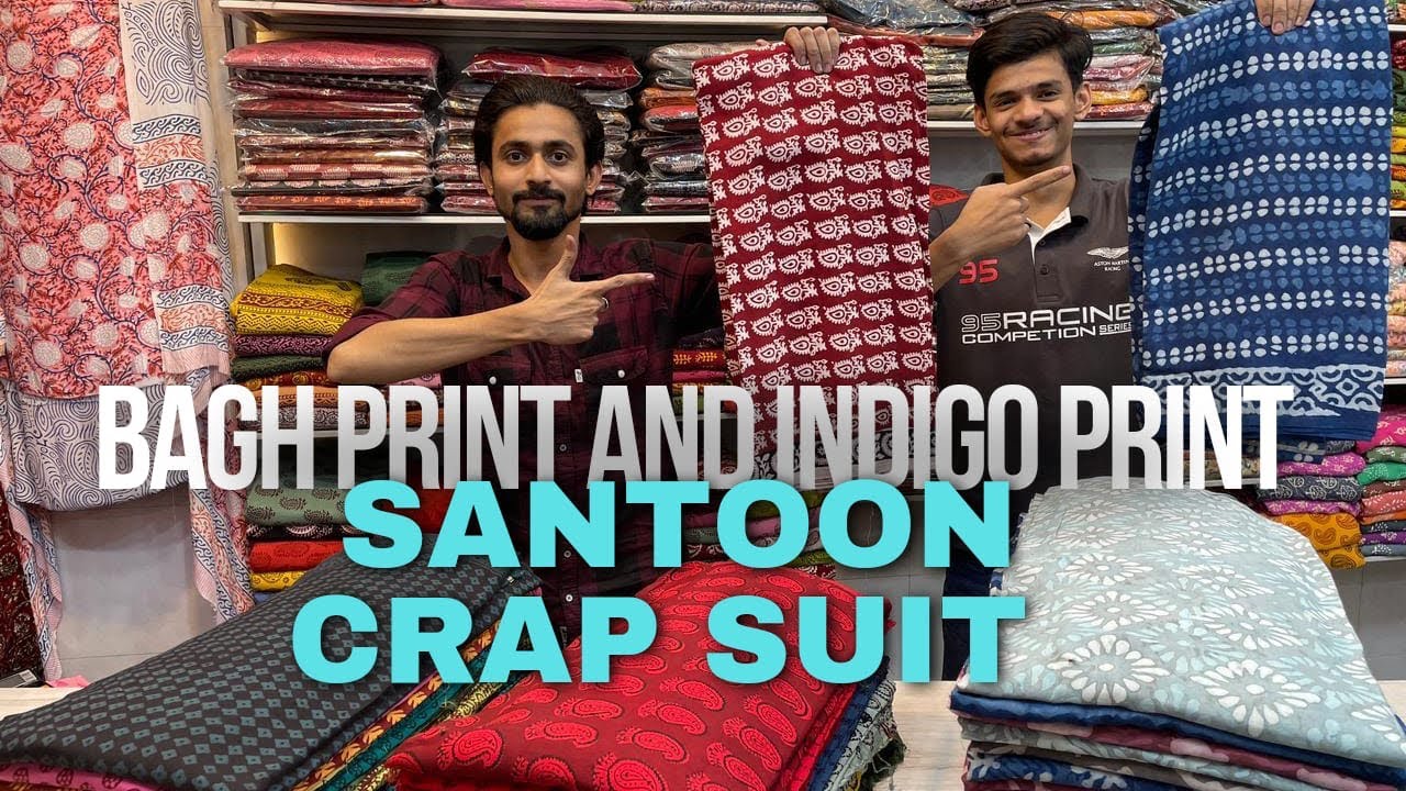 Bagh prints and Indigo prints premium Santoon suits, featuring original hand block prints