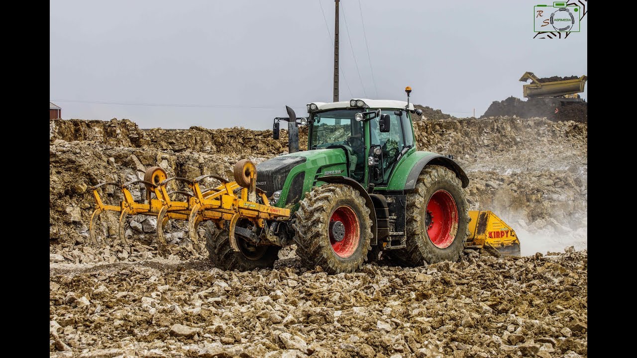 Fendt 936 Vario am Steine fräsen /Kirpy Fräse/ Kirpy Frontgrubber/ Baustellen Einsatz