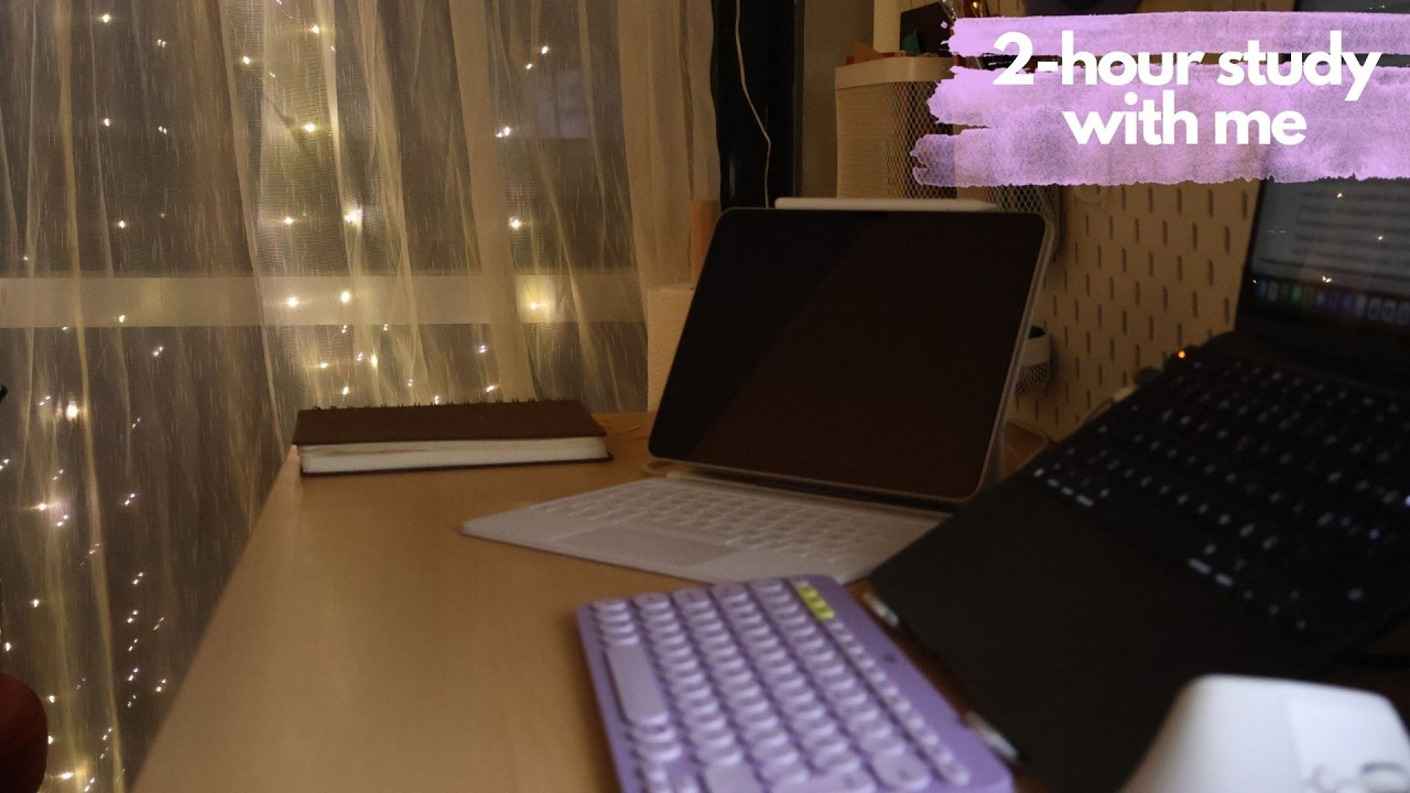 study with me for 2 hours with 4 pomodoros, background noise (25*4=100 minutes)