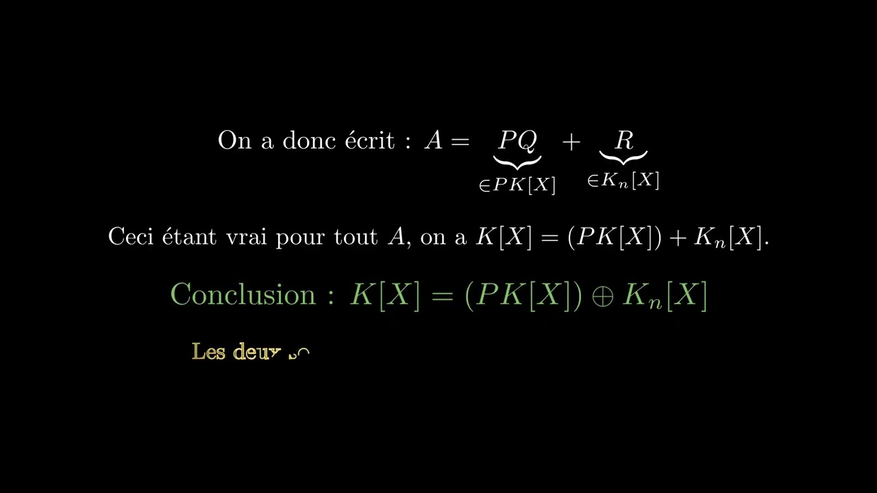 Espace supplémentaire dans K[X]