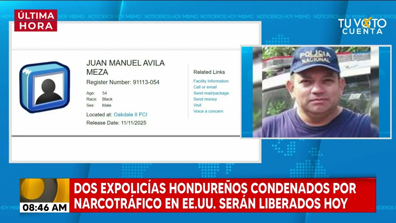 Dos expolicías hondureños condenados por narcotráfico en EE.UU. serán liberados hoy