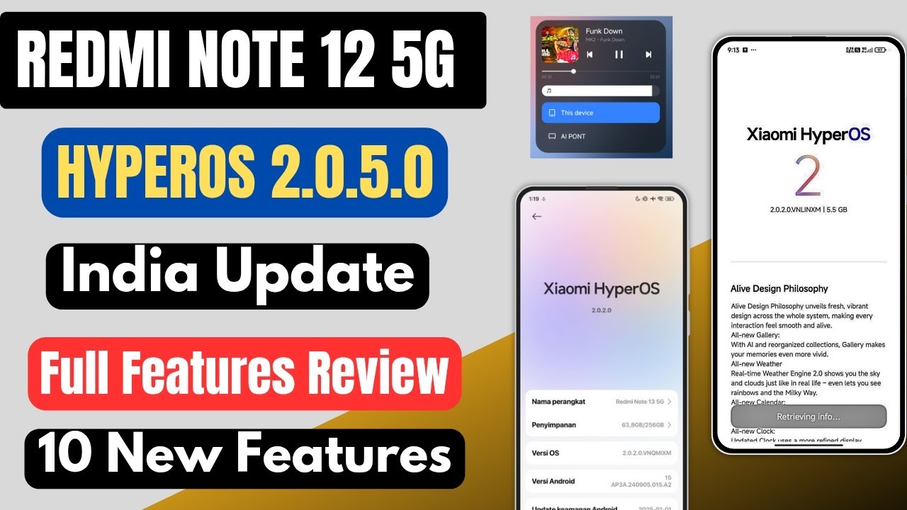 Redmi Note 12 5G HyperOS 2.0.5.0 India New Update Release, Full Features Review, 10+ New Features