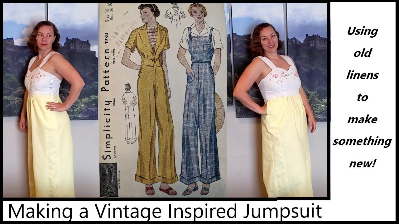 Making a 1940's Inspired Jumpsuit out of Vintage Linens with Simplicity 1930