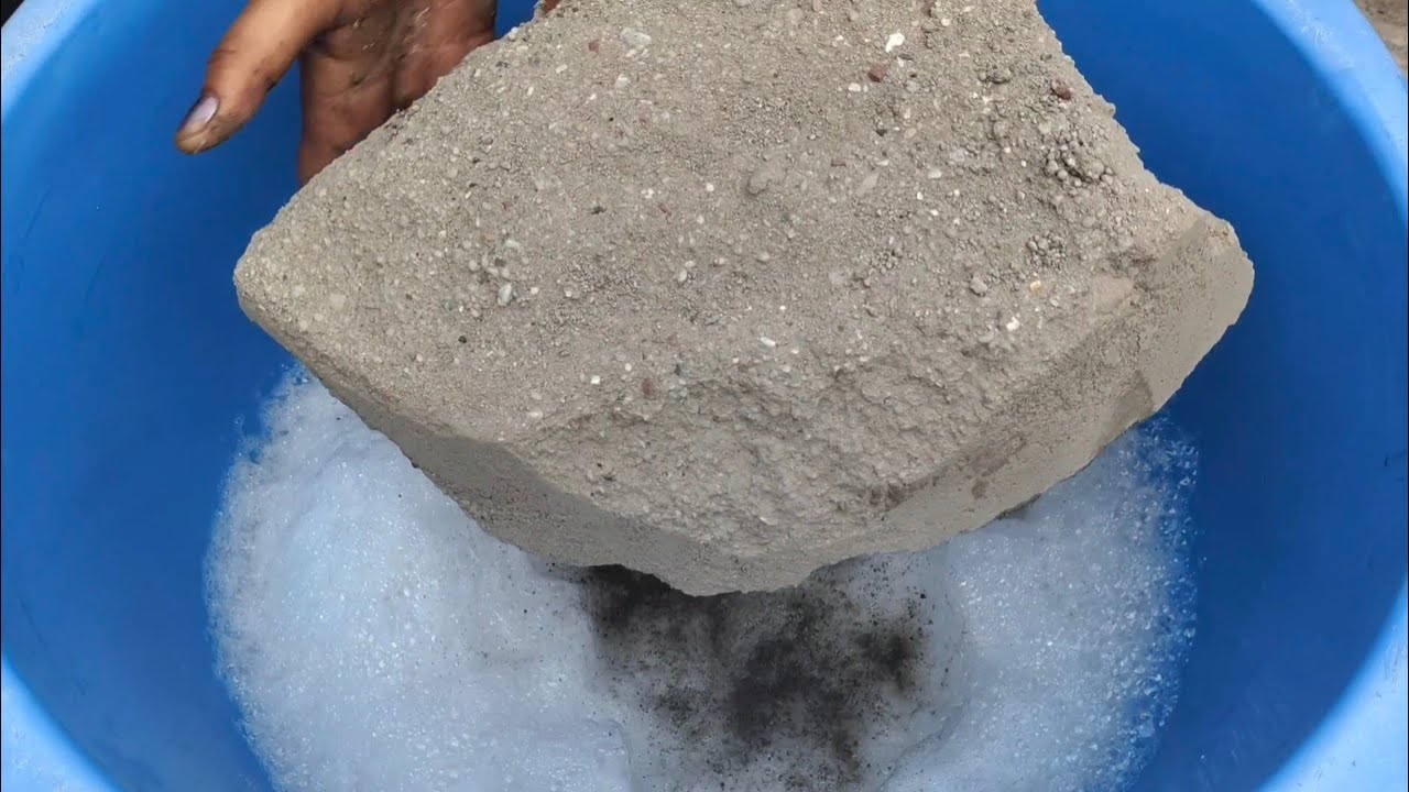 Asmr - Gritty sand cement crumbling in fommy water 💦💦