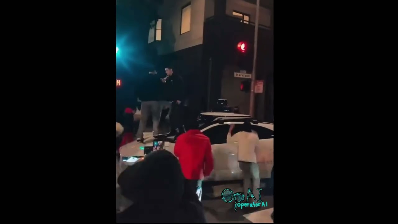 Food Delivery Robot stuck on sidewalk, Waymo car destroyed!