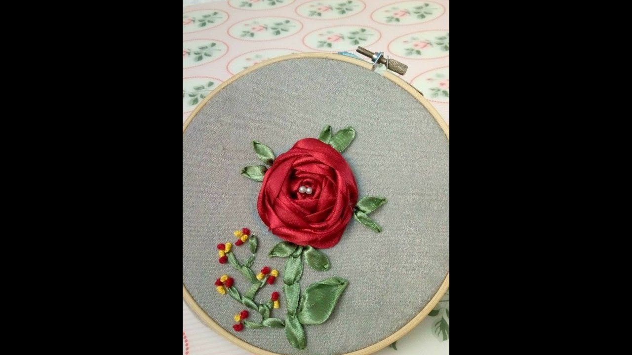 DIY Embroidery Satin Ribbon - How to Learn Spider Web Rose Stitch + Tutorial !