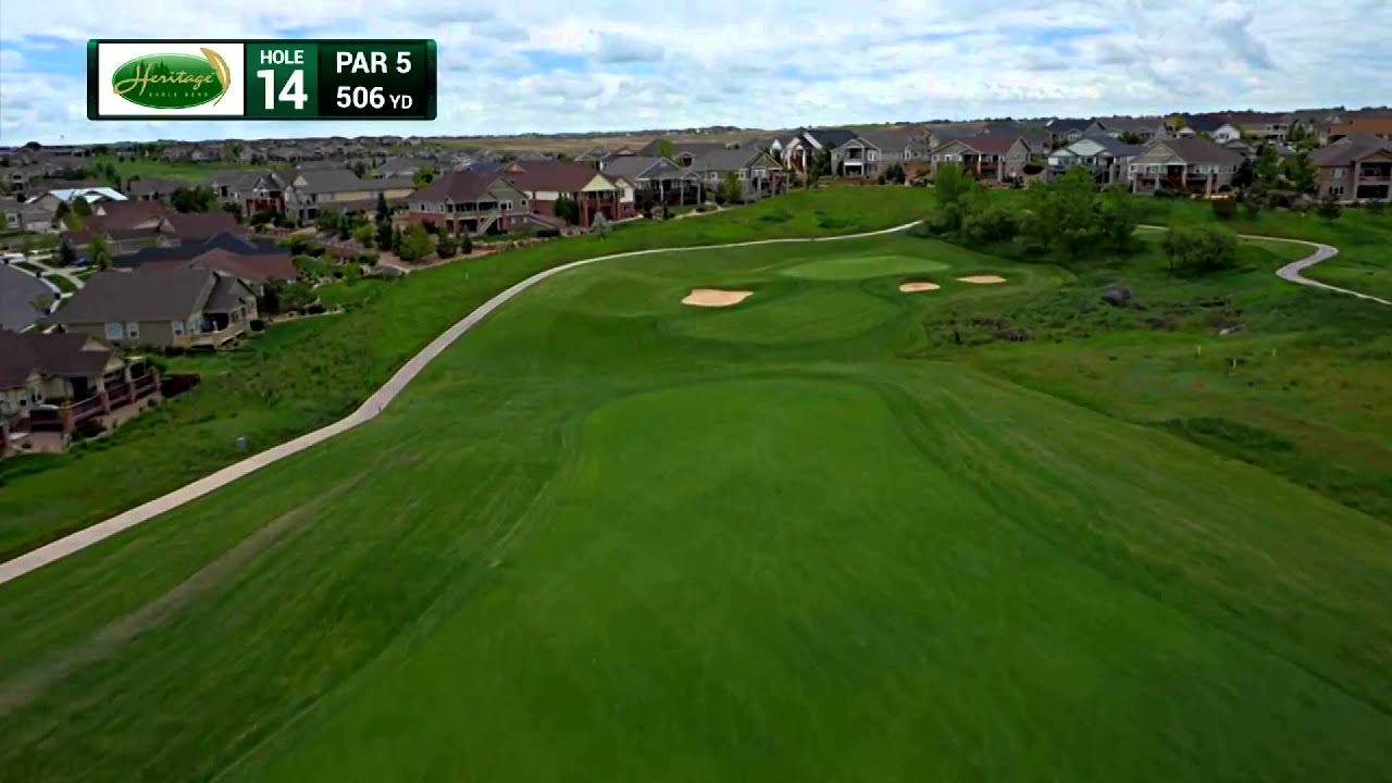 Hole 14 Aerial Video Heritage Eagle Bend Golf Club Aurora   Denver Colorado