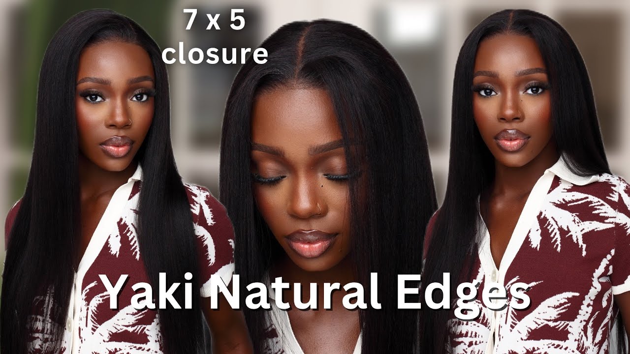 Affordable Natural Wig | 7 x 5  Bye - Bye Knots Yaki Straight Closure Wig Ft Nadula Hair