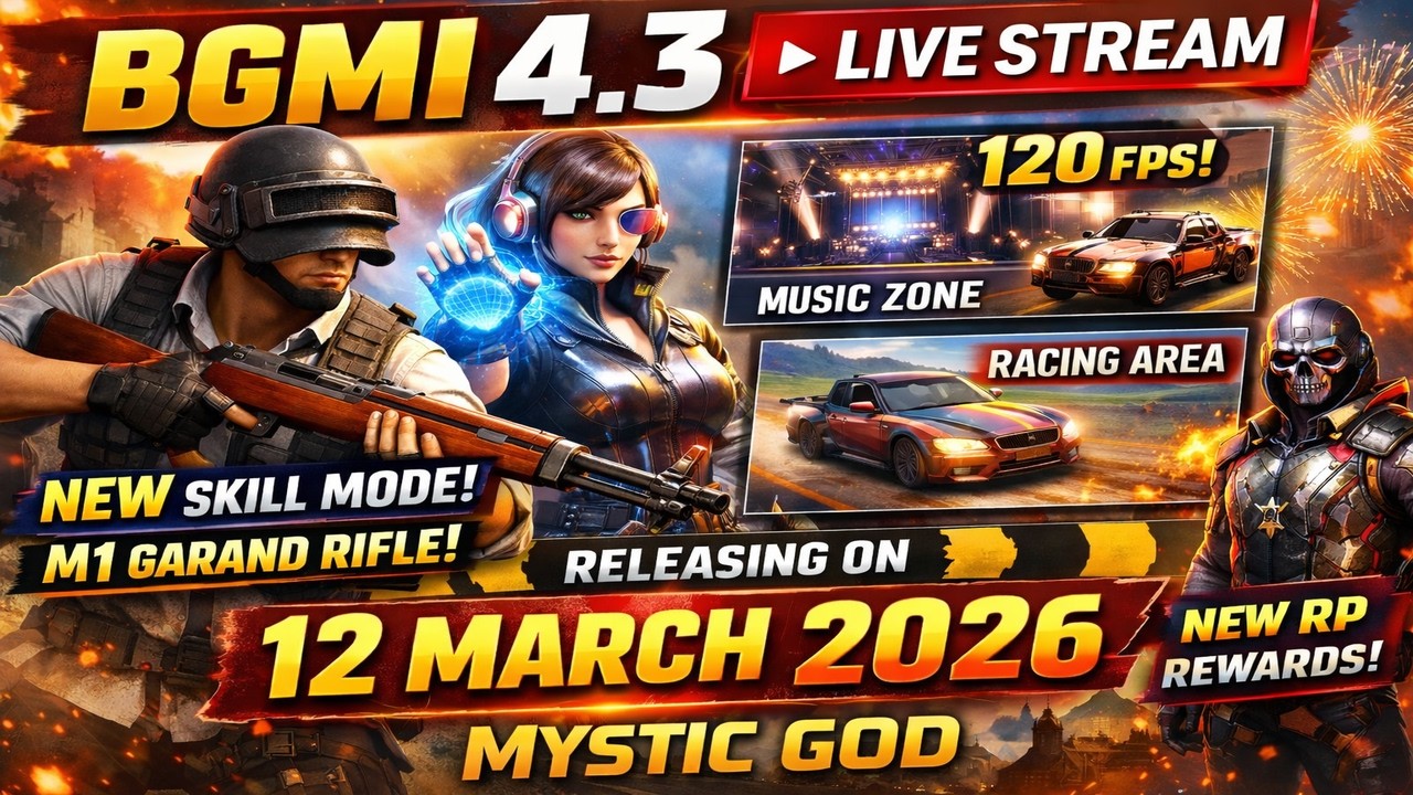 BGMI 4.3 Update LIVE 🔴 New Skills Mode + M1 Garand | 120FPS Gameplay 🔥 Mystic God Live Stream