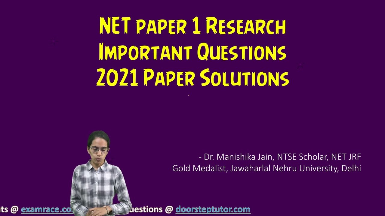 NTA NET Paper 1 - 2021 Paper Solutions - Research Aptitude | NET JRF Preparation Questions