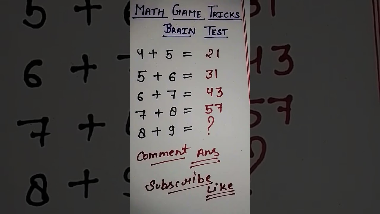 Math trick game/ Brain Test/ short trick/ Math Tricsolution