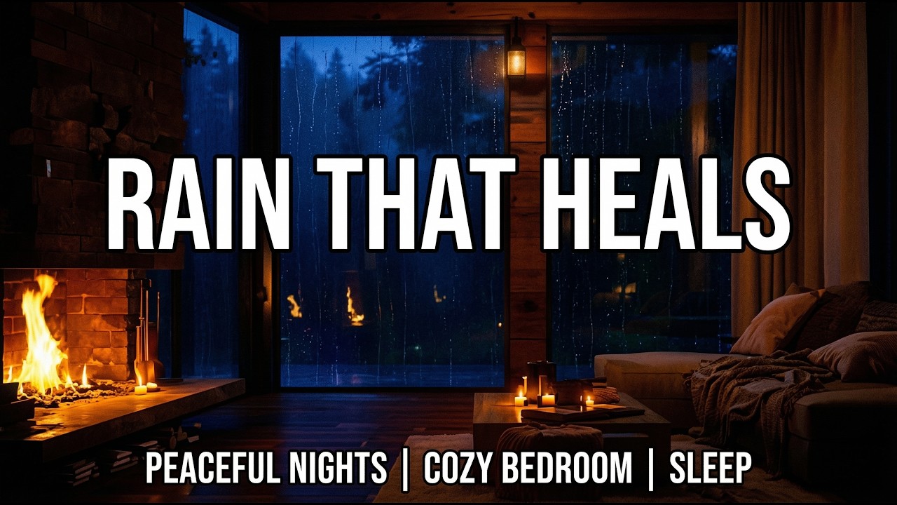 Cozy Rainy Night Fireplace in the Forest 🌧️🔥 Dark Bedroom Ambience for Deep Sleep (10 Hours)