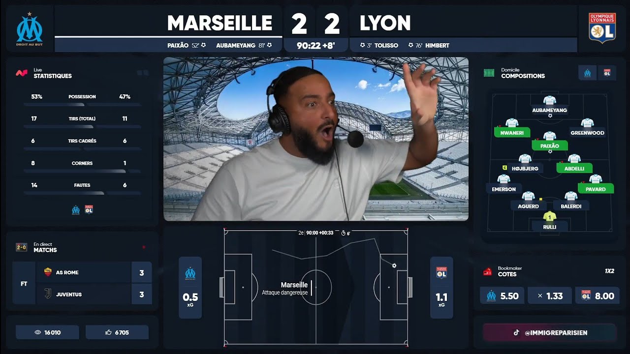 🤯😱 SCANDALE CHOC DES OLYMPIQUES REACTION DE L'IMMIGRÉ PARISIEN MARSEILLE 3-2 LYON (om - ol)