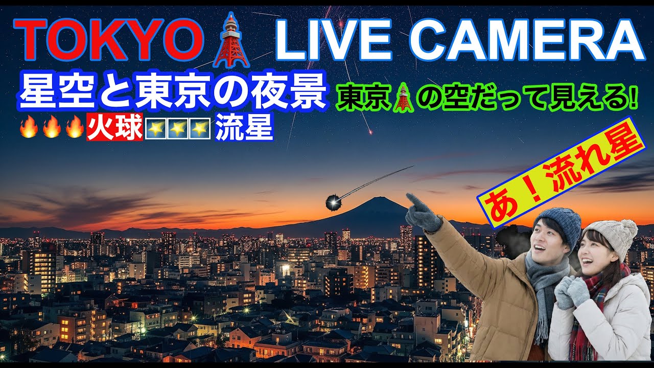 【星空と東京ライブカメラ】TOKYO STARRY SKY LIVE CAMERA 東京ライブカメラ #うみへび座ο流星群極大期　#hyridsmeteorshower