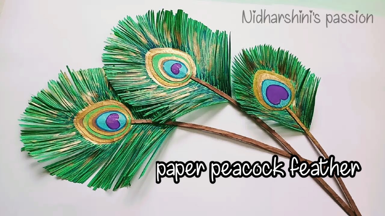 Origami peacock feather| How to make peacock feather using paper| DIY| krishna jayanthi paper craft