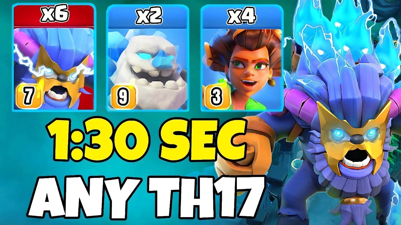 TH17 Super Yeti + Root Rider + Ice Golem Attack Strategy | TH17 Attack Strategies (Clash of Clans)