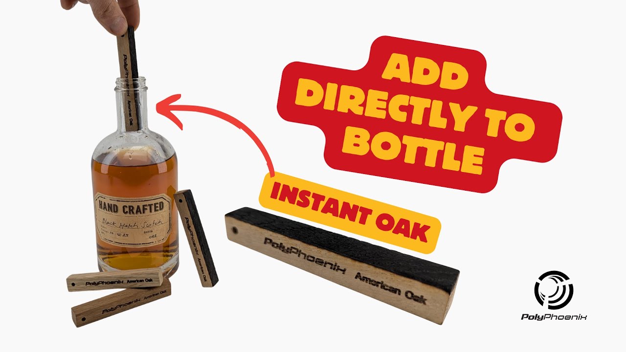 Oak in Bottle with Polyphoenix Oak Sticks - How to toast your own oak for scotch, whiskey, rum, wine