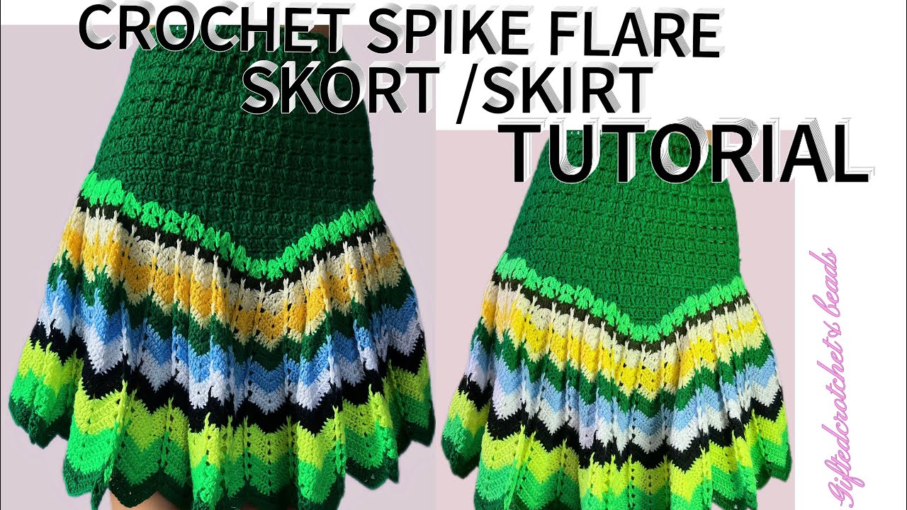How to crochet spikes flare skirt /skort ;STEP by STEP tutorial (friendly beginners) #crochet #diy 
