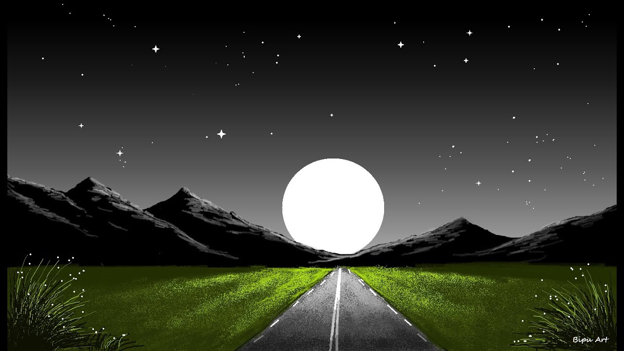 Highway scenery drawing | How to Draw in Ms Paint | drawing in paint in computer | paint in computer