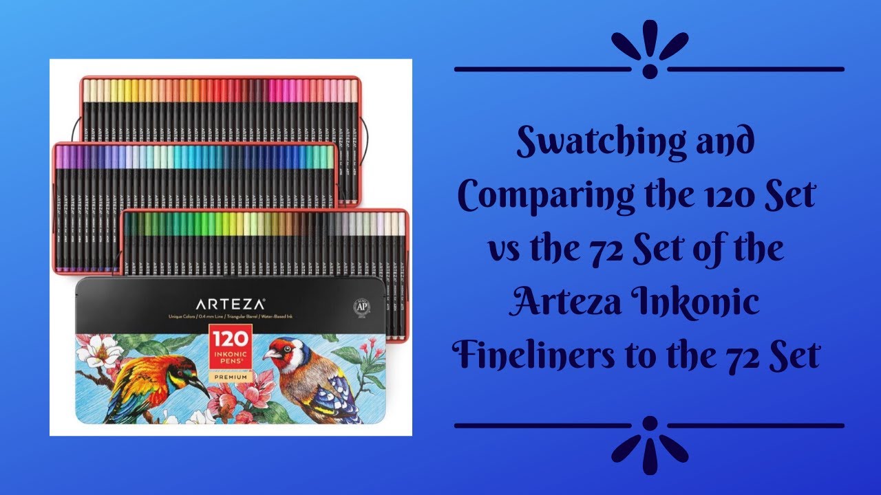 Swatching and Comparing the 120 Set vs 72 Set of Arteza Inkonic Fineliners