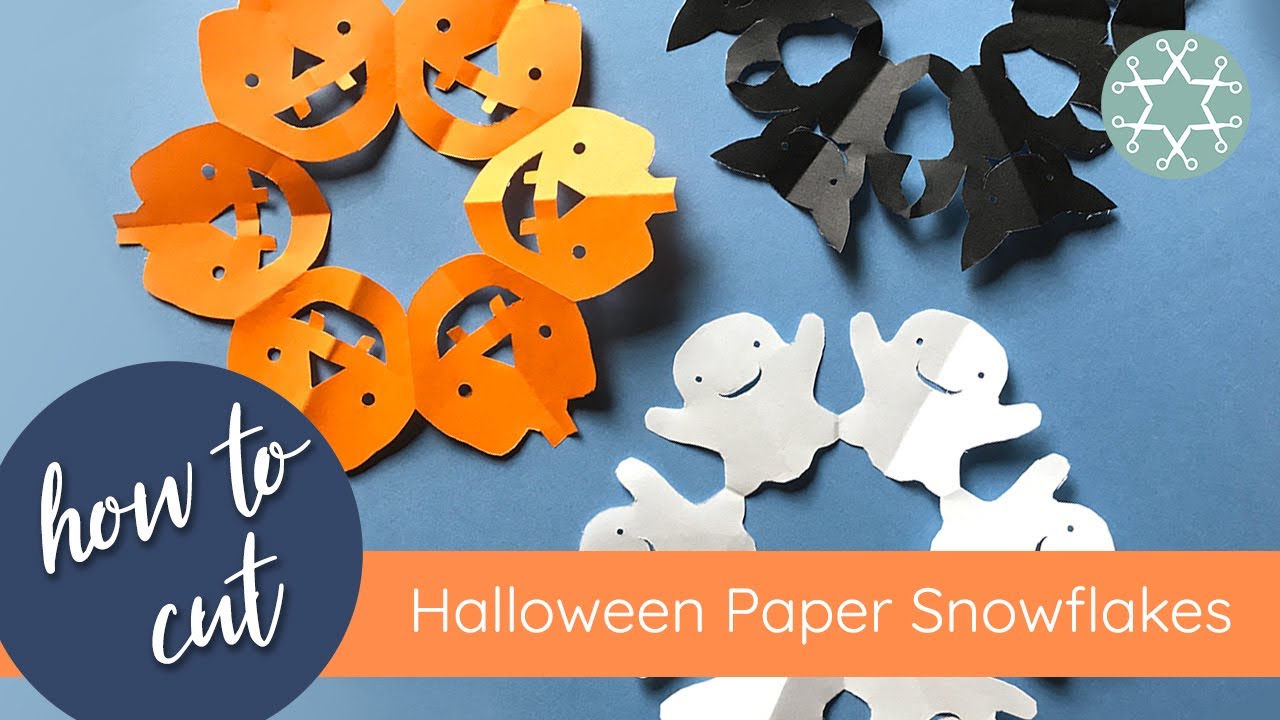 How to cut out Halloween Paper Snowflakes (Ghost, Bat, and Pumpkin!)