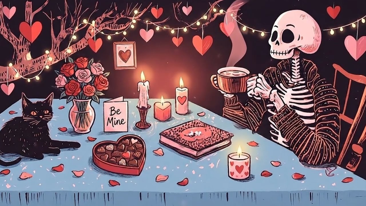 Ghostly Valentine Feast 👻💗 Cozy Valentine Lofi ~ Chillhop Beats for Study, Reading & Soft Nights 🌙