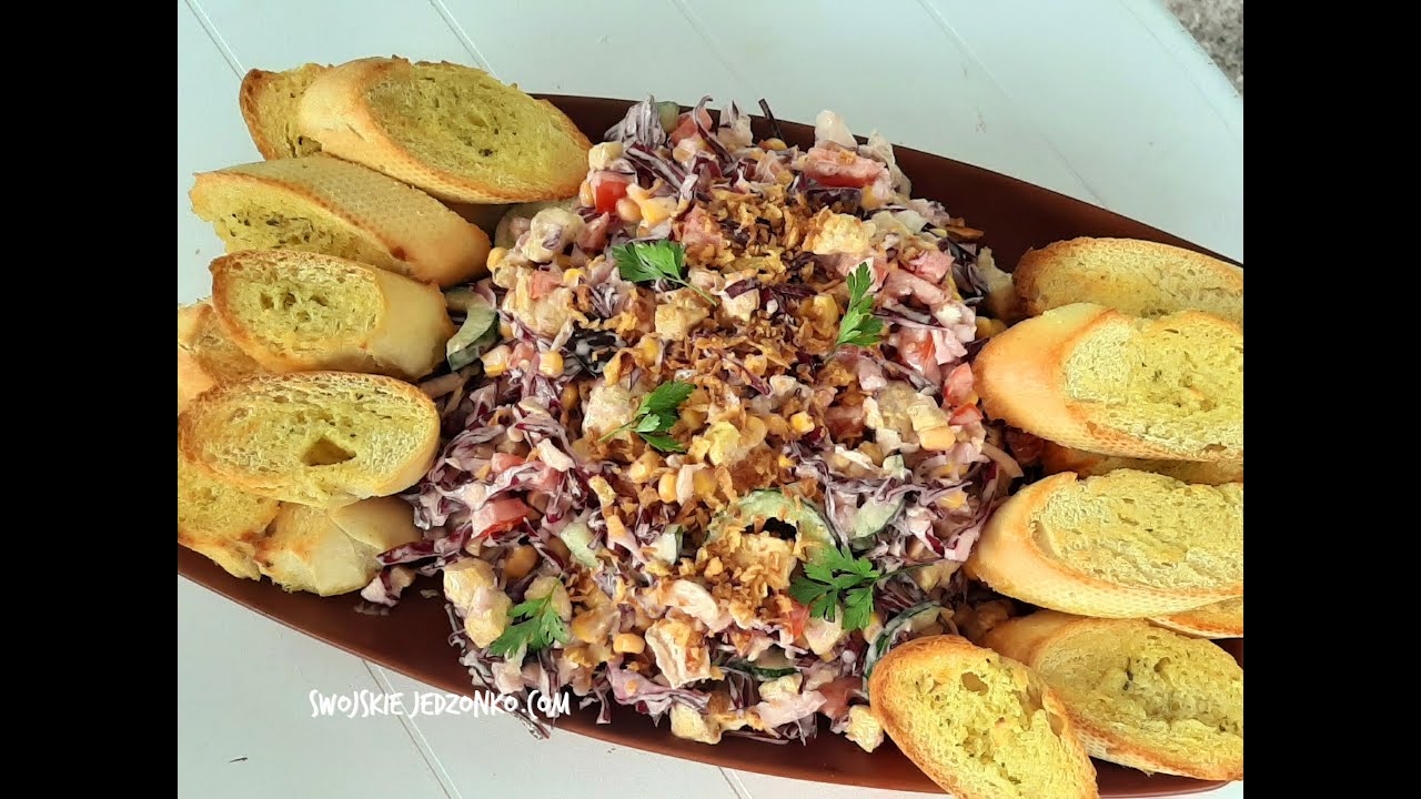 Sałatka Kebab  z czerwoną kapustę i grzankami #hit #sałatka #kebab