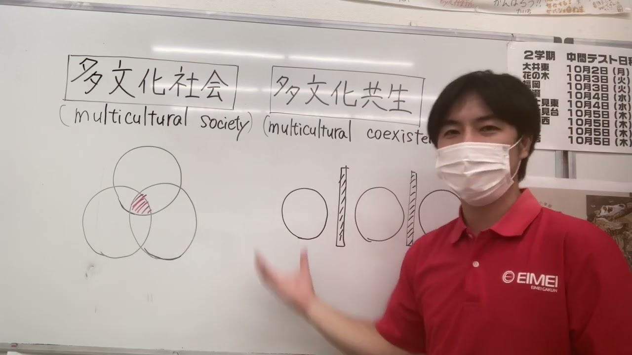 中3社会　多文化社会と多文化共生の違いって何？ざっくり説明！