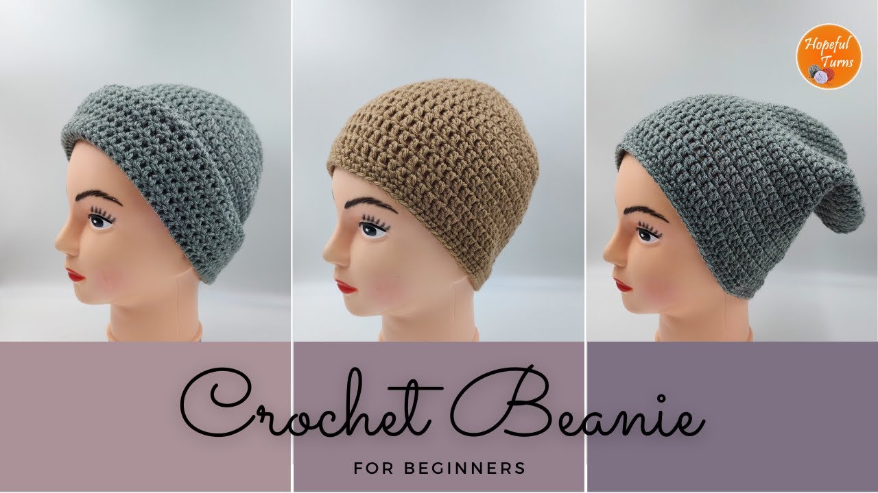 How to Crochet a Beanie for Beginners | Basic Beanie Pattern for Woman | Easy Slouchy Hat tutorial