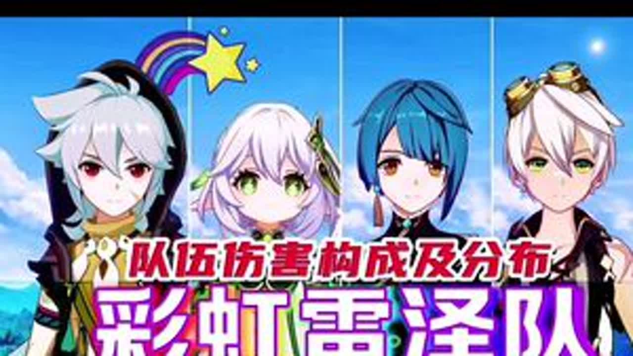 原神：彩虹雷泽队伤害构成及多元素反应全程实测！#原神枫丹 #原神 #雷泽 #彩虹雷泽 #原神攻略