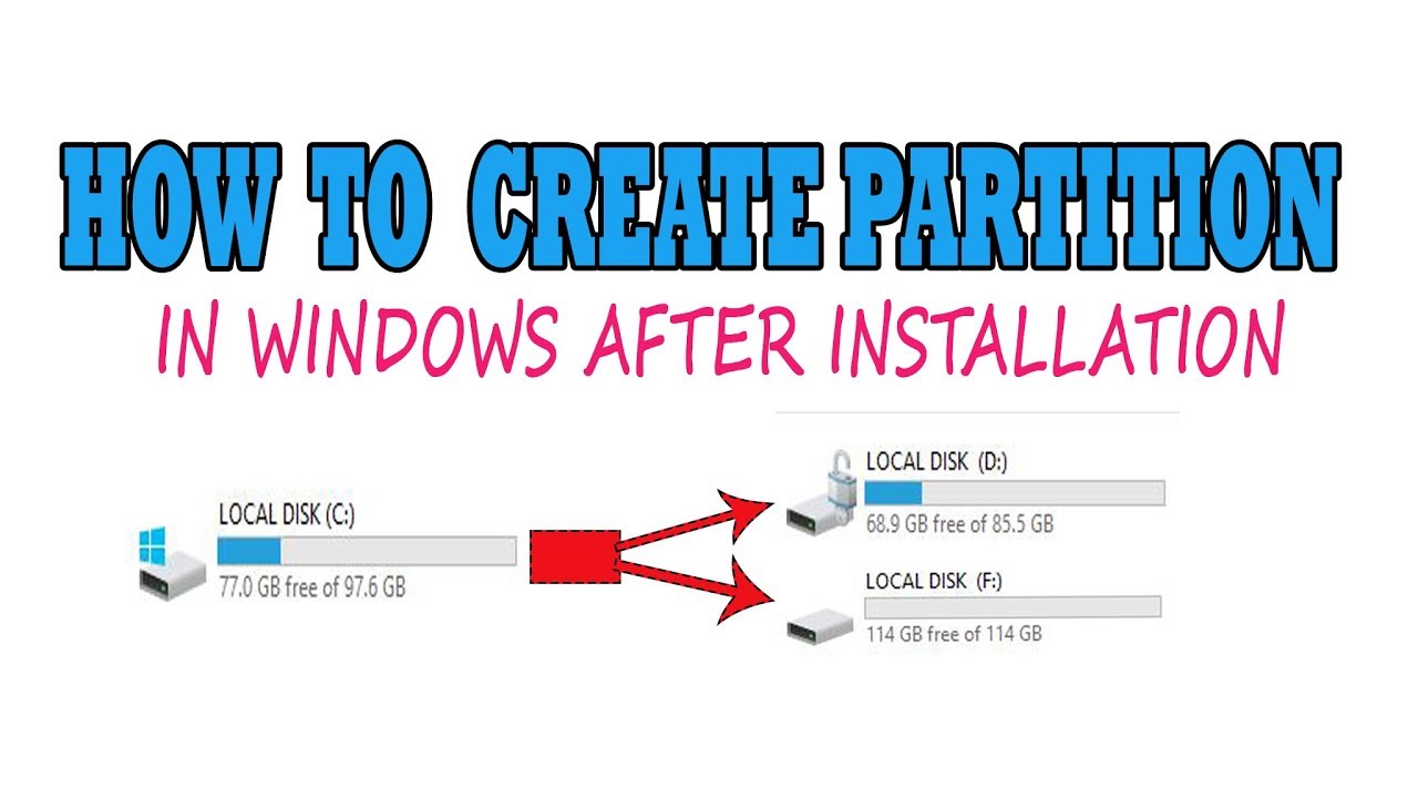 how to create partition in windows 7,8,10 after installation