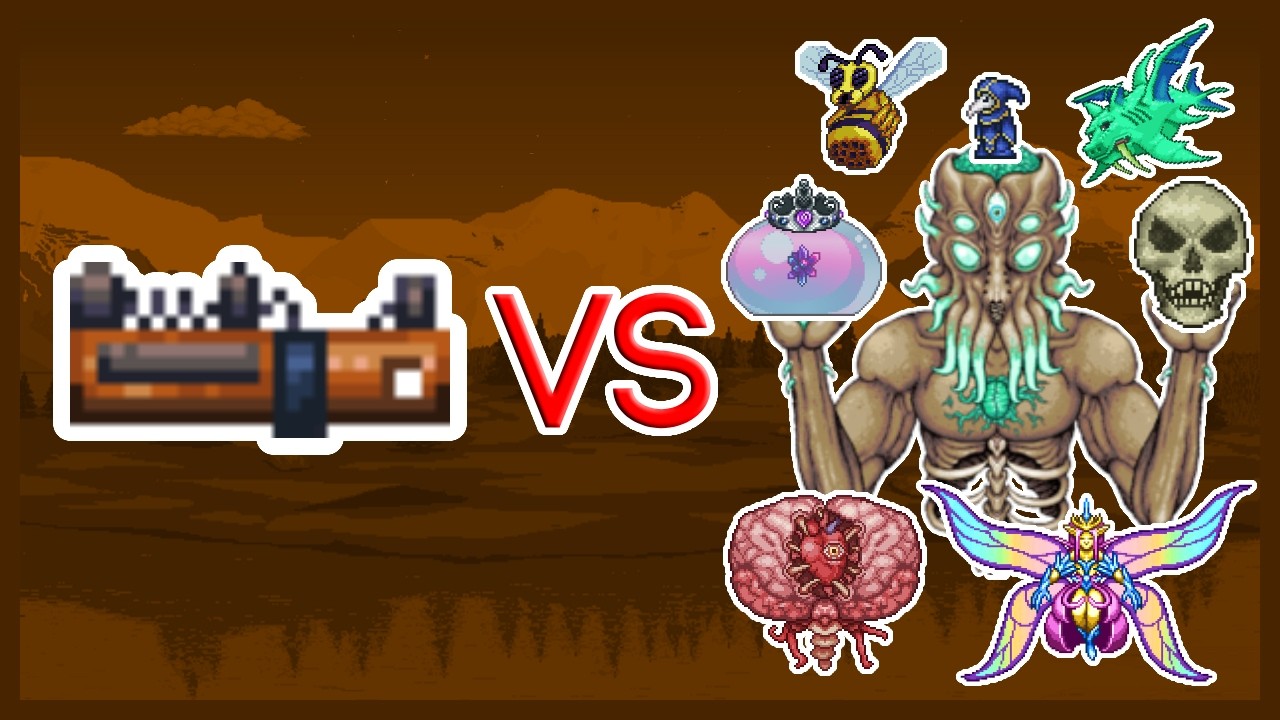 Terraria 1.4.5.5 - Barrel Launcher vs ALL Bosses