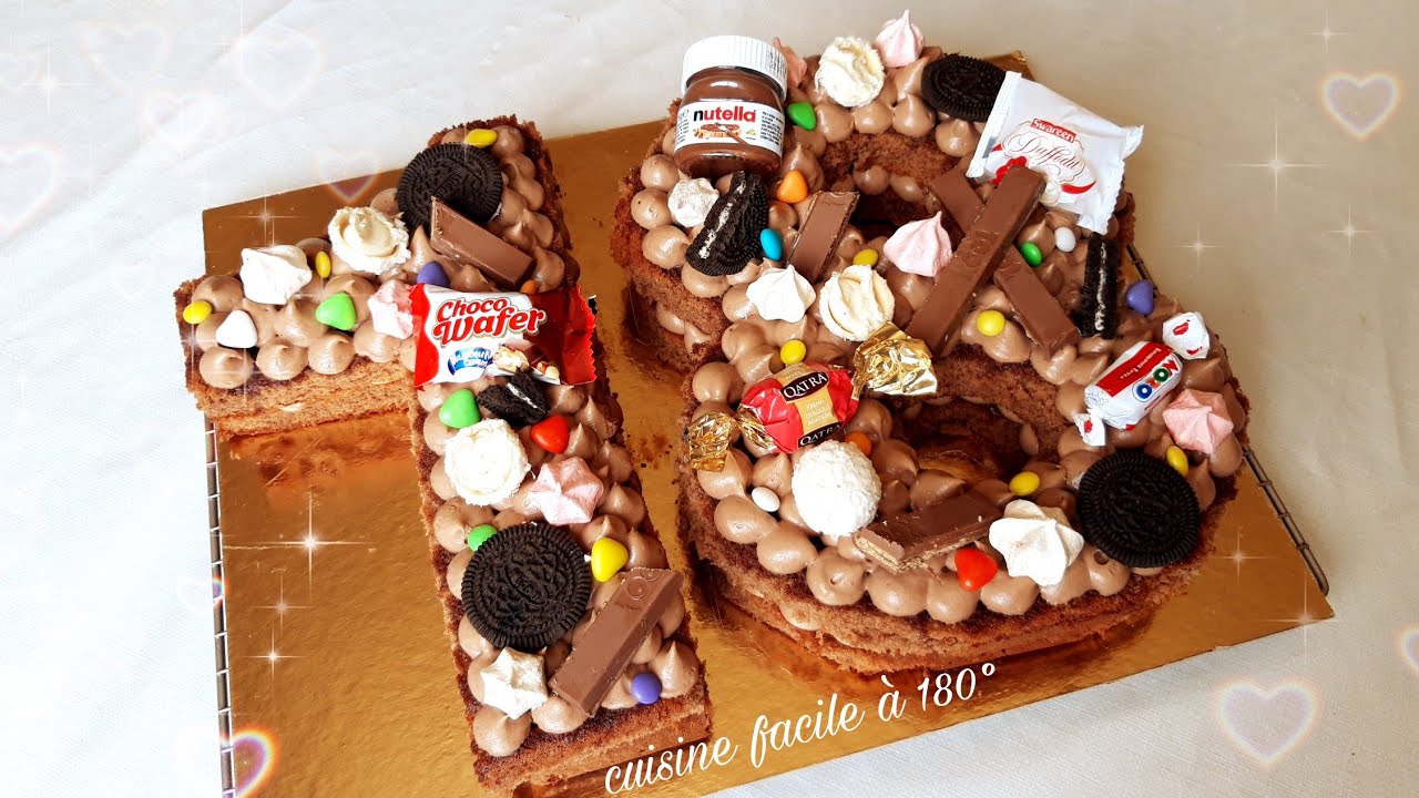 Number cake 18 au chocolat facile كيكة الأرقام بالجيواز والكريم الشكولاتة بزاف بنين  و بأسهل الطرق