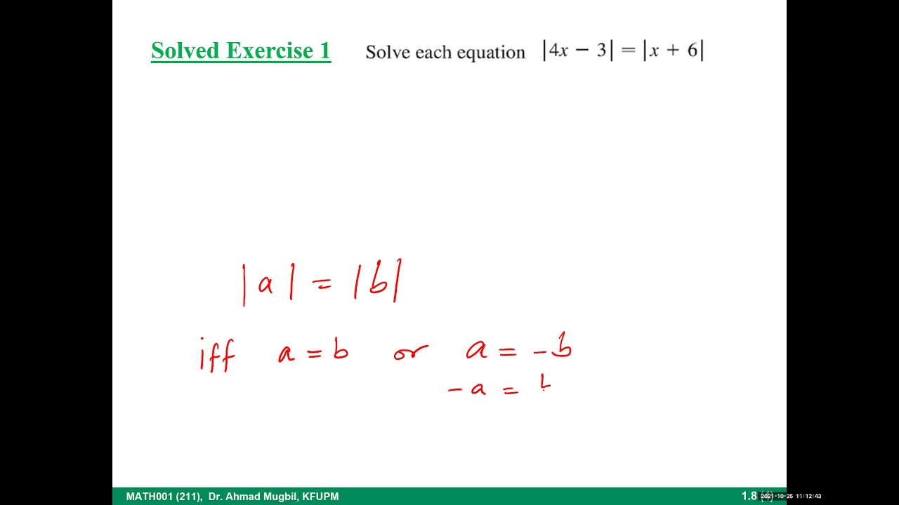 MATH001, 1.8 Absolute Value Equations and Inequalities