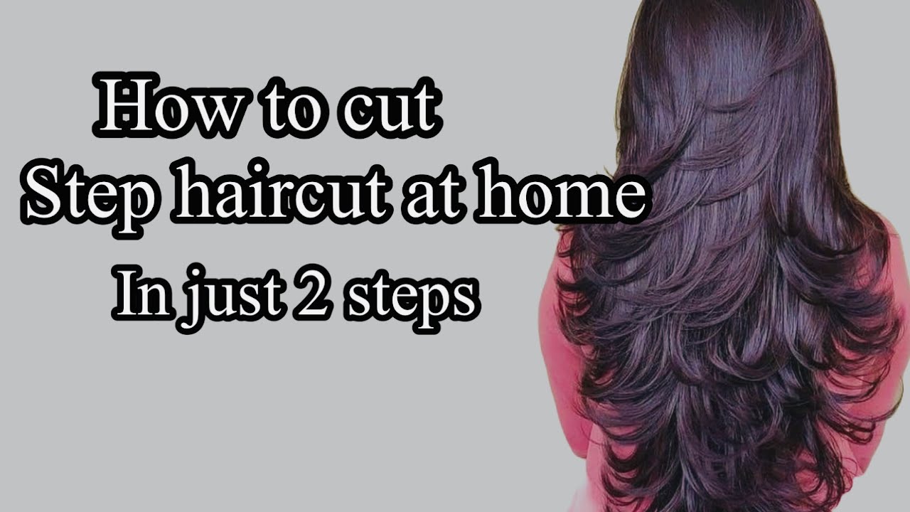 How to do stepcut in just 2steps at home/easy and simple way to cut step cut at home/long layer cut