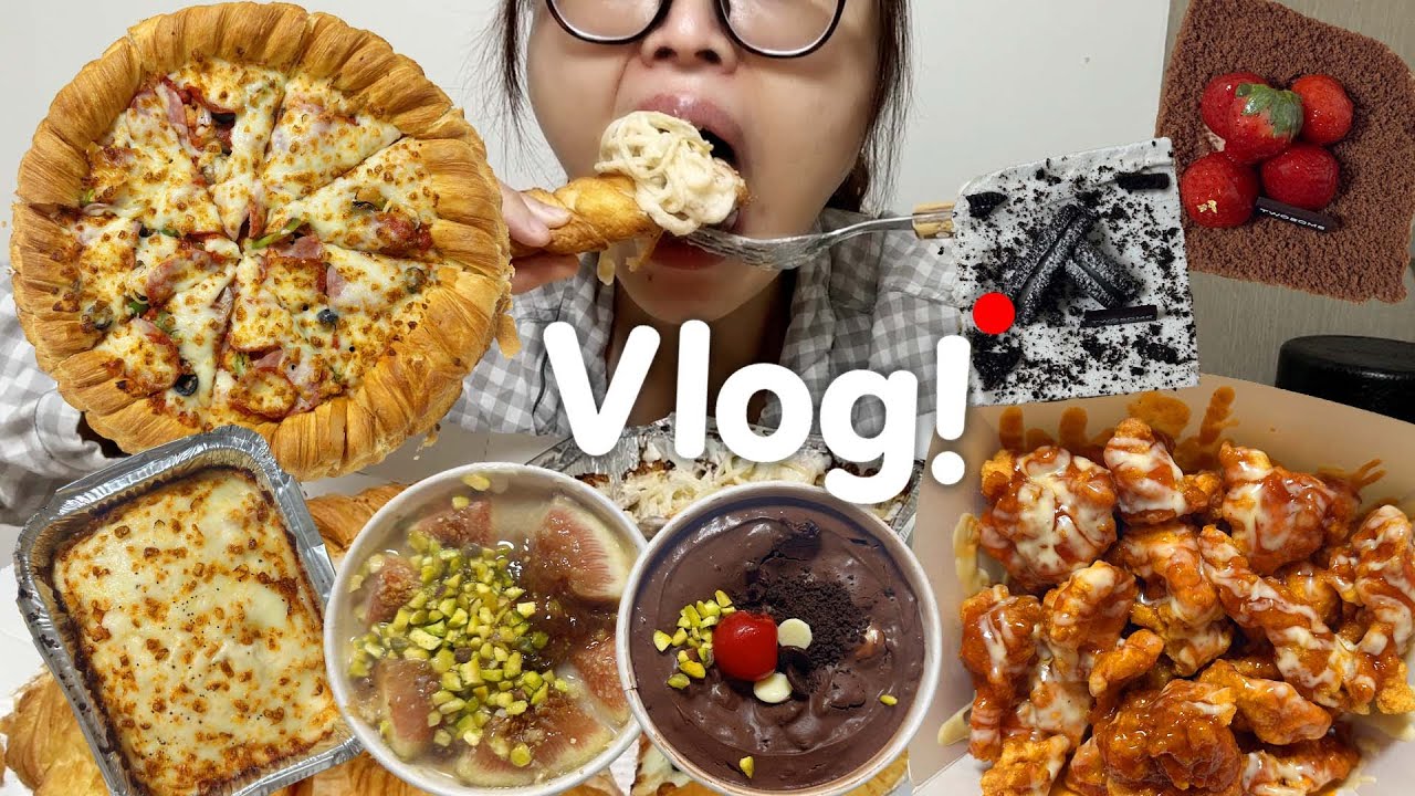 [먹방 브이로그] 살쪄도 되는 가을🍂이니까 아박, 스초생으로 디저트 폭주 ʕ๑'ㅅ'๑ʔ‧˚｜파파존스,투썸아이스박스,스초생,처갓집양념치킨슈프림,코코로카라무화과 치즈케익,발로나초코