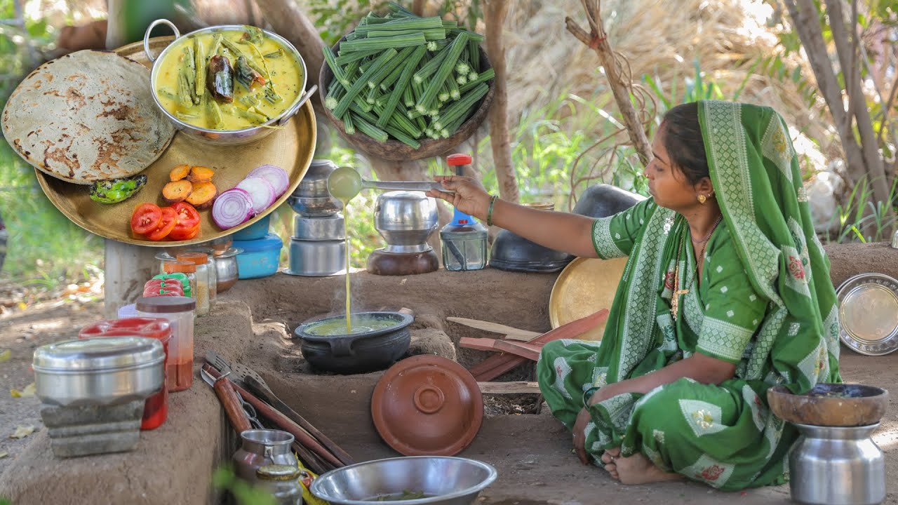 Gujarat Village Style Lunch Cookimg | Drumstick Recipe | Real  Routine Life In Village