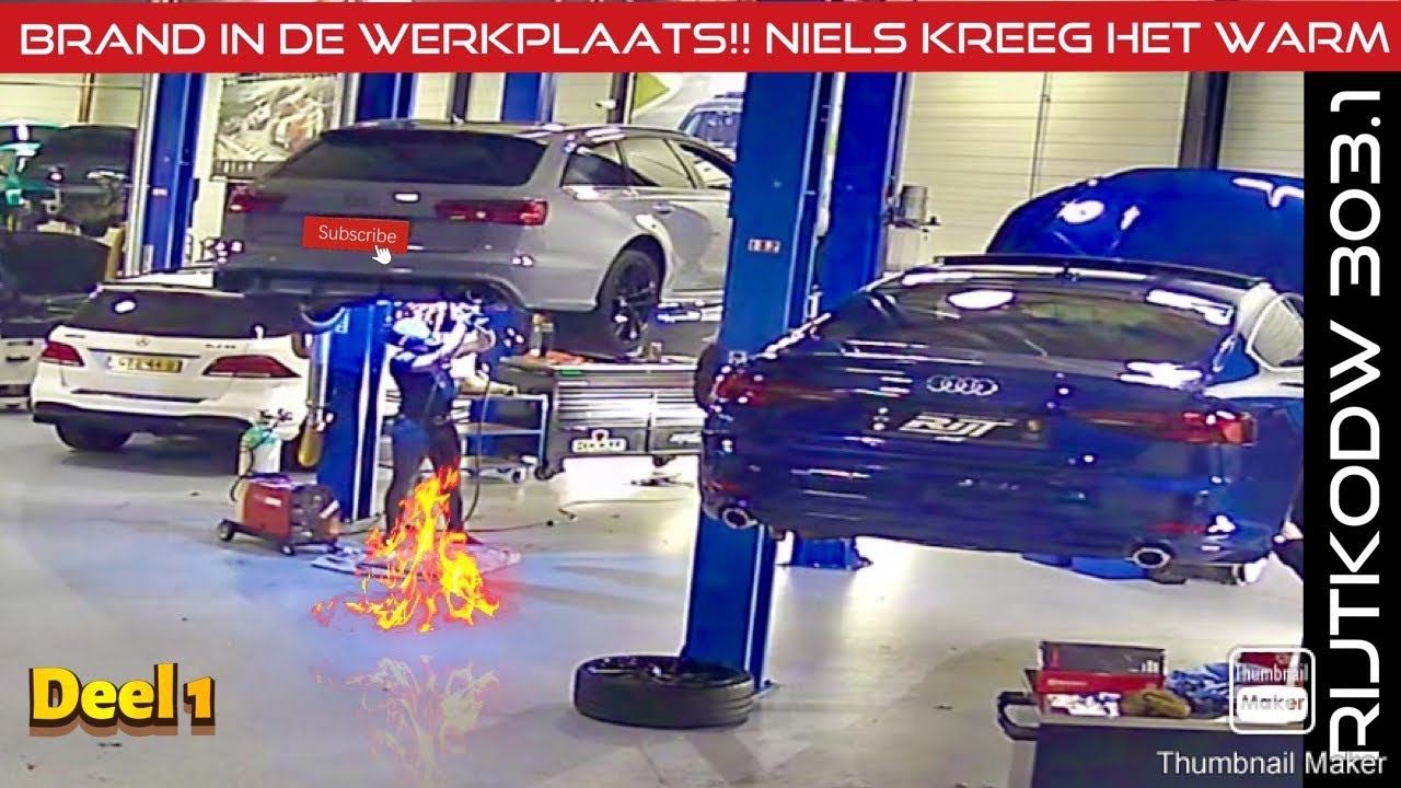 Brand in de werkplaats! Niels heeft geluk gehad | Opgevreten brandstofslang Audi | RS6 V10 gaat open