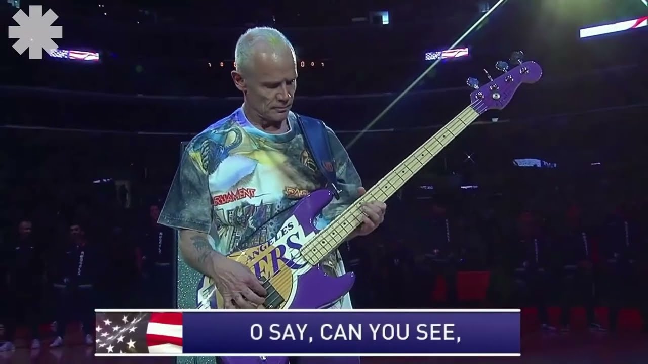 Flea's National Anthem, but with crowd ambience and reverberation added.