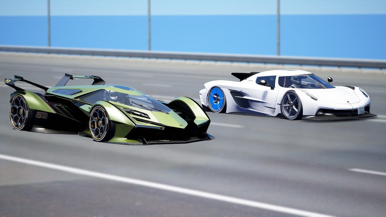 1,000KMH!!! Koenigsegg Jesko Absolut vs Lamborghini Vision GT | DRAG & TRACK RACE