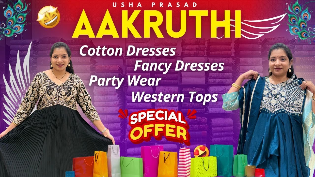 Beautiful Dresses with OFFERS 😍 || Aakruti Vijayawada 🛍️ #ushaprasad #vlog #fashion