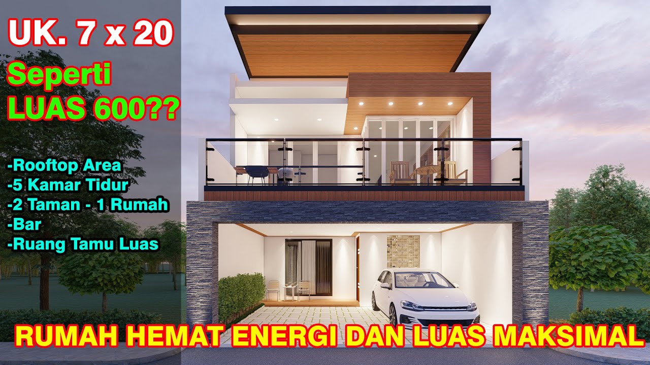 Desain Rumah Tropis Modern lahan 7x20, full kaca dan bukaan maksimal! TARTUR EP #7- ELteam studio