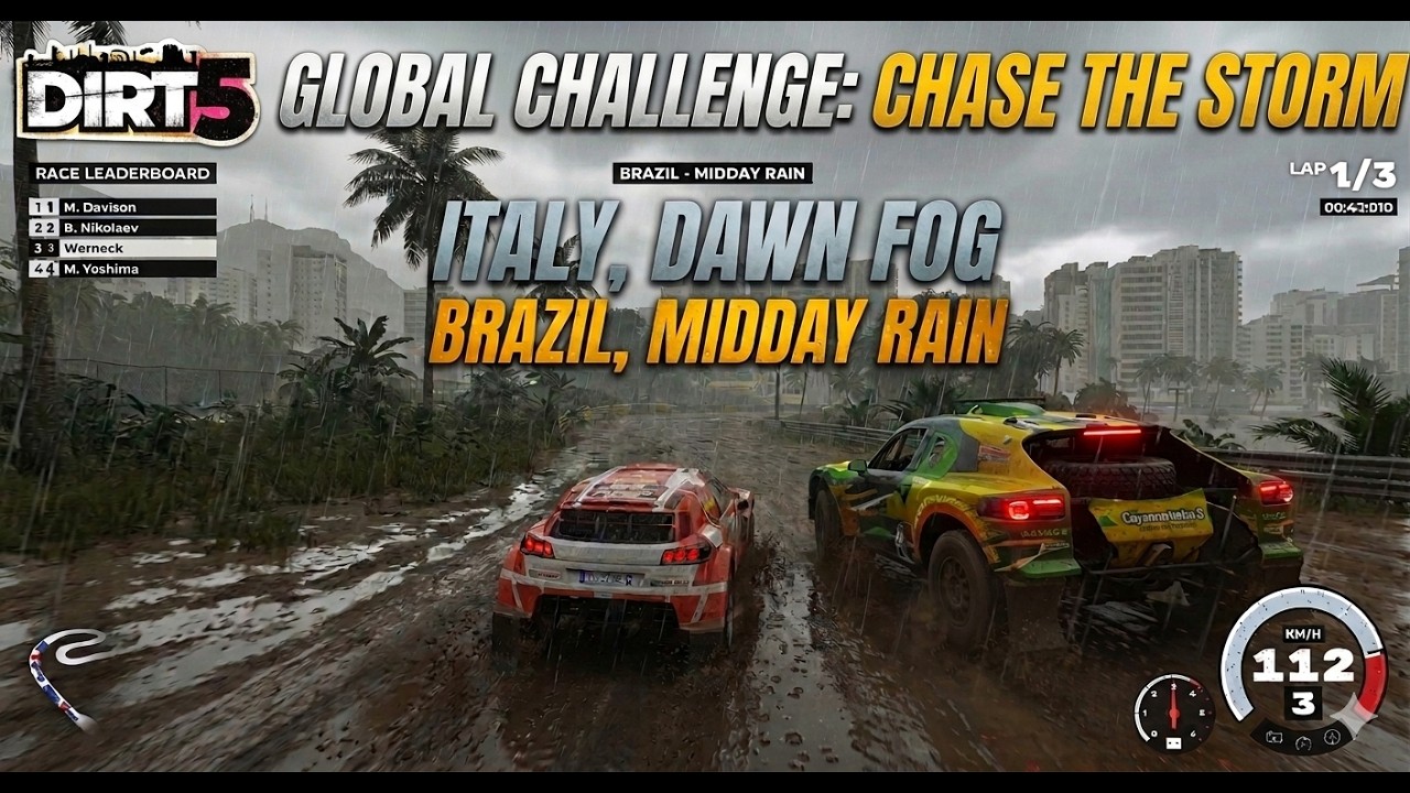 Peugeot 3008, Brazil, midday rain | Ford Mustang GT4, Italy, dawn fog