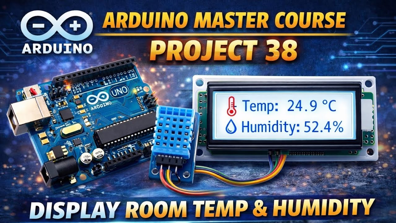 Arduino Master Course Project 38 : Display Room Temp & Humidity Using DHT11 Sensor and Arduino