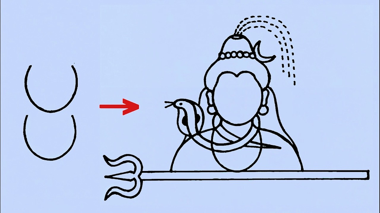 Lord shiva drawing from U letter // Lord Mahadev drawing // Shivaratri Lord bholenath drawing