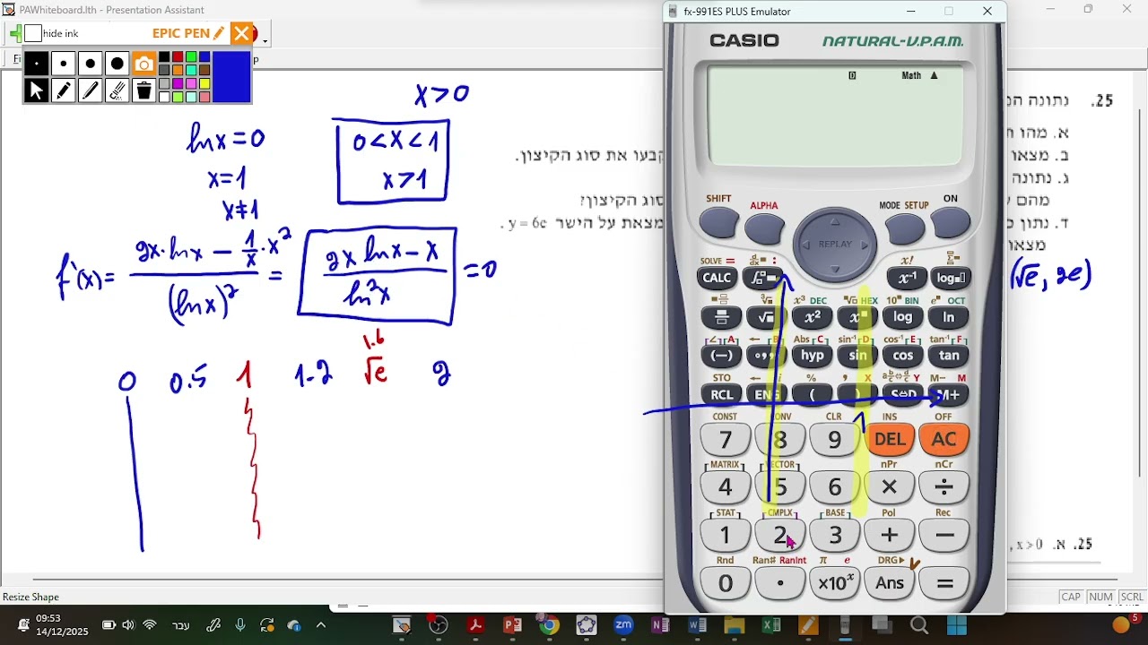 חקירת פונקצית ln   מנה עם טרספורמציות